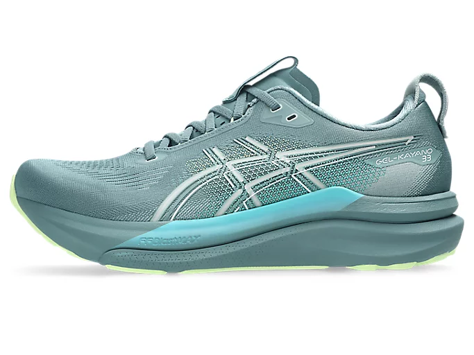 asics gel kayano 33 foggy teal illuminate yellow